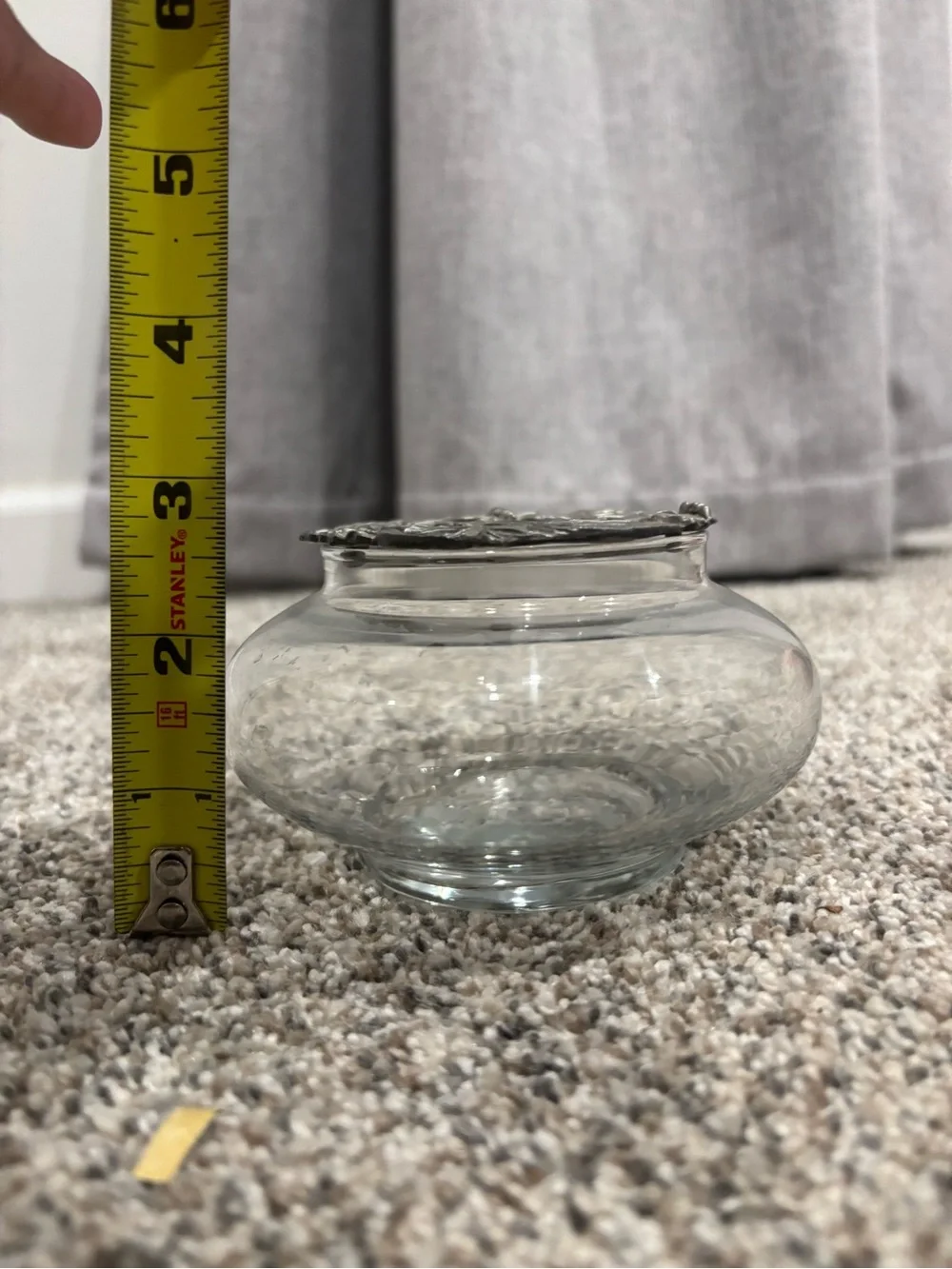 Potpourri Glass Jar With Rawcliffe Pewter Top Butterfly Design Whimsical